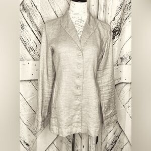 Eileen Fisher Linen Blend Blazer Tan Shimmer Size XS